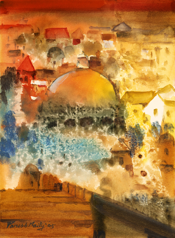 Krumlov XII Watercolour on board