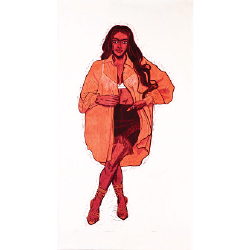 Lady with orange shirt